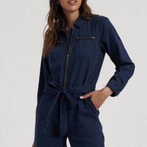 Lucky Brand Navy Utility Twill Jumpsuit Sz xs